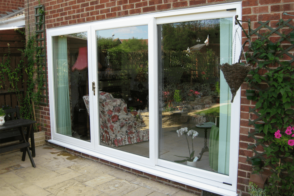 white sliding patio door