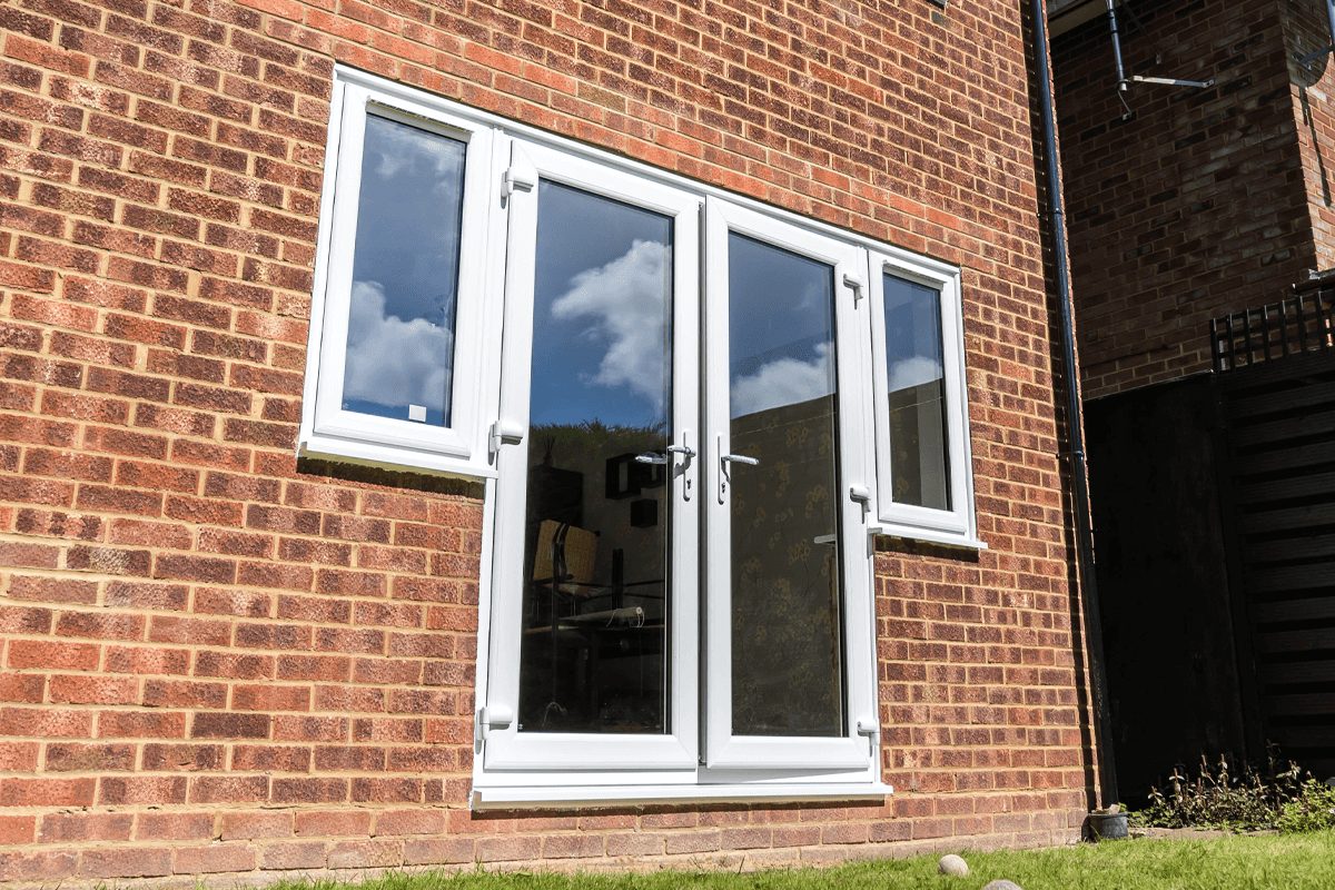 white upvc french doors