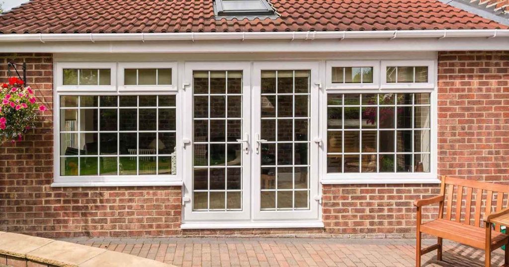 white upvc french doors